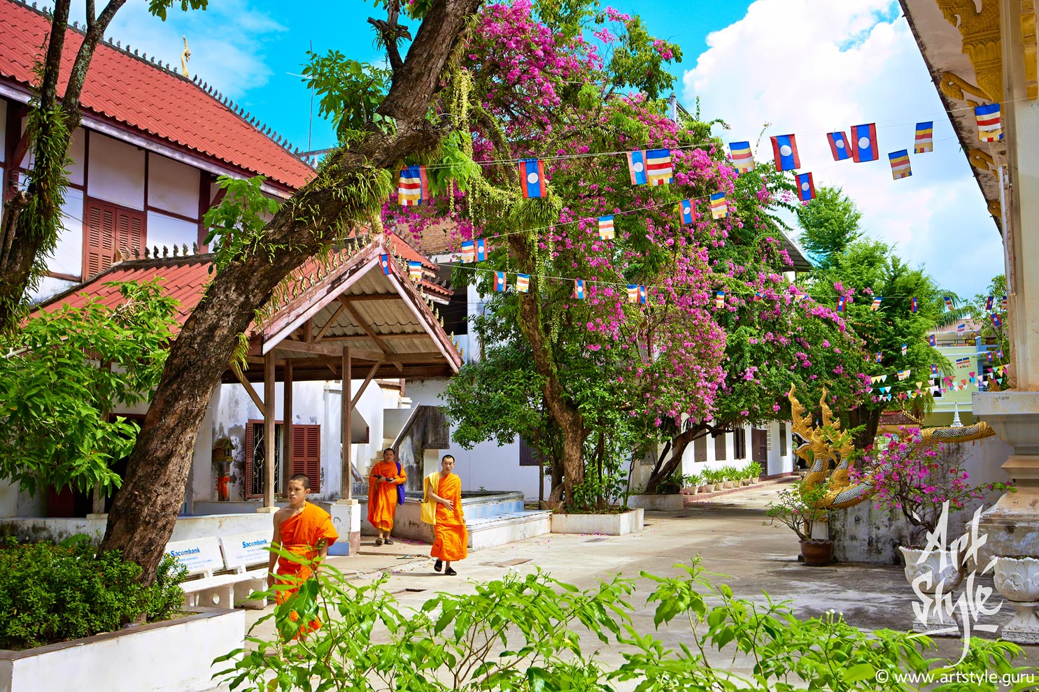 Inner yard of Wat Haisok, Vientiane, Laos.