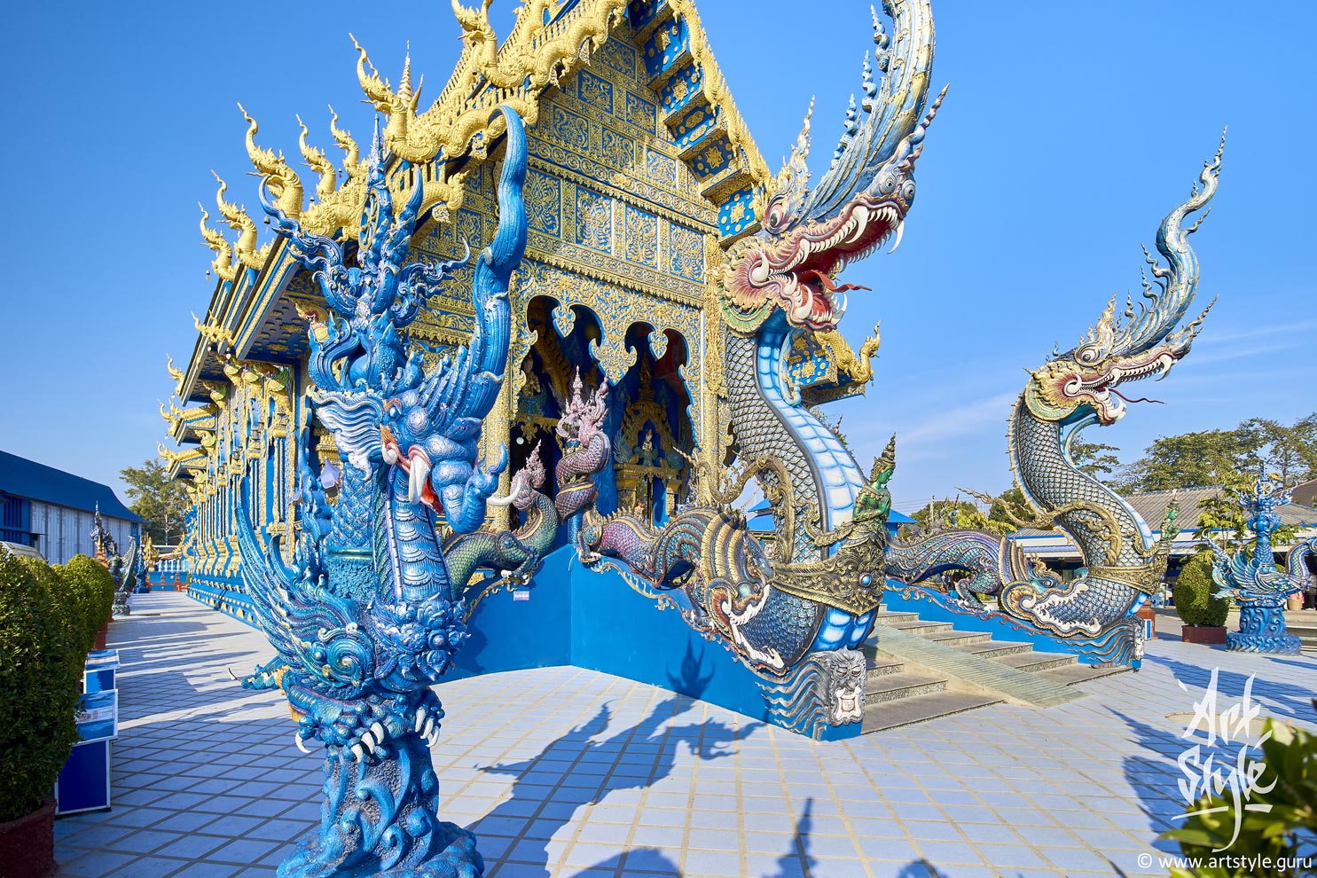 Blue Temple (Wat Rong Suea Ten), Chiang Rai, Thailand.