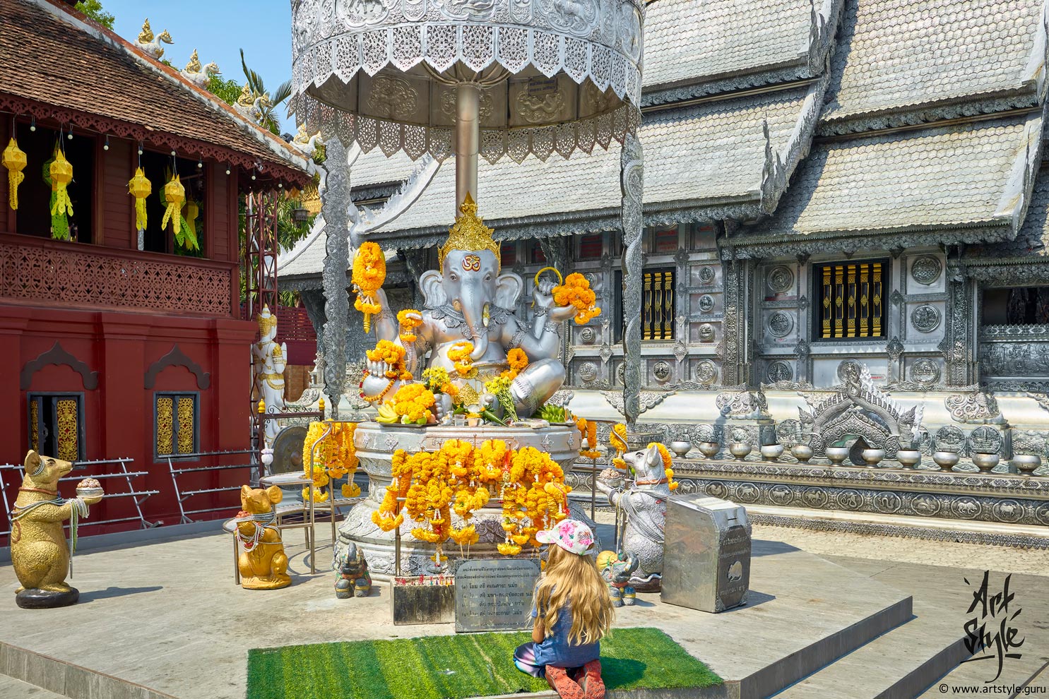 Ganesha Shrine, Silver Temple (Wat Sri Suphan), Chiang Mai, Thailand.