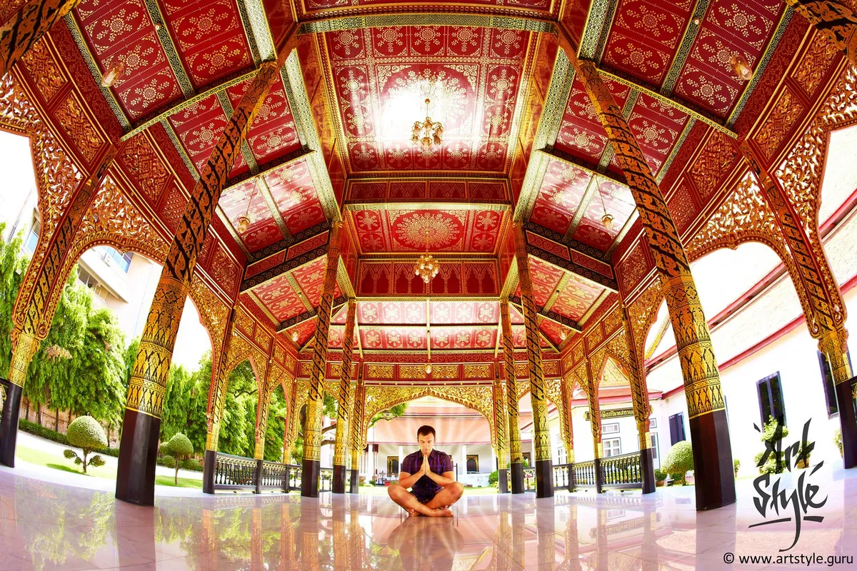 Self-portrait at Samranmukhamat Pavillion (place for ceremonies), Bangkok National Museum, Bangkok, Thailand.
