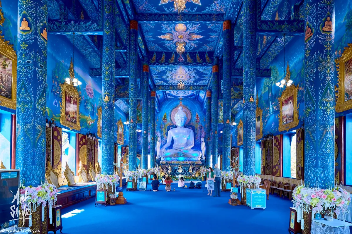 Blue Temple (Wat Rong Suea Ten), Chiang Rai, Thailand.