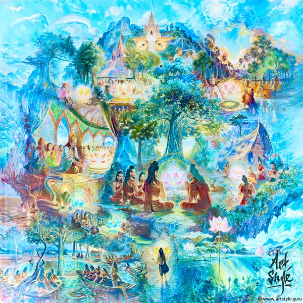 Paintings at Wat Ban Rai (the Elephant Temple), Nakhon Ratchasima, Thailand.